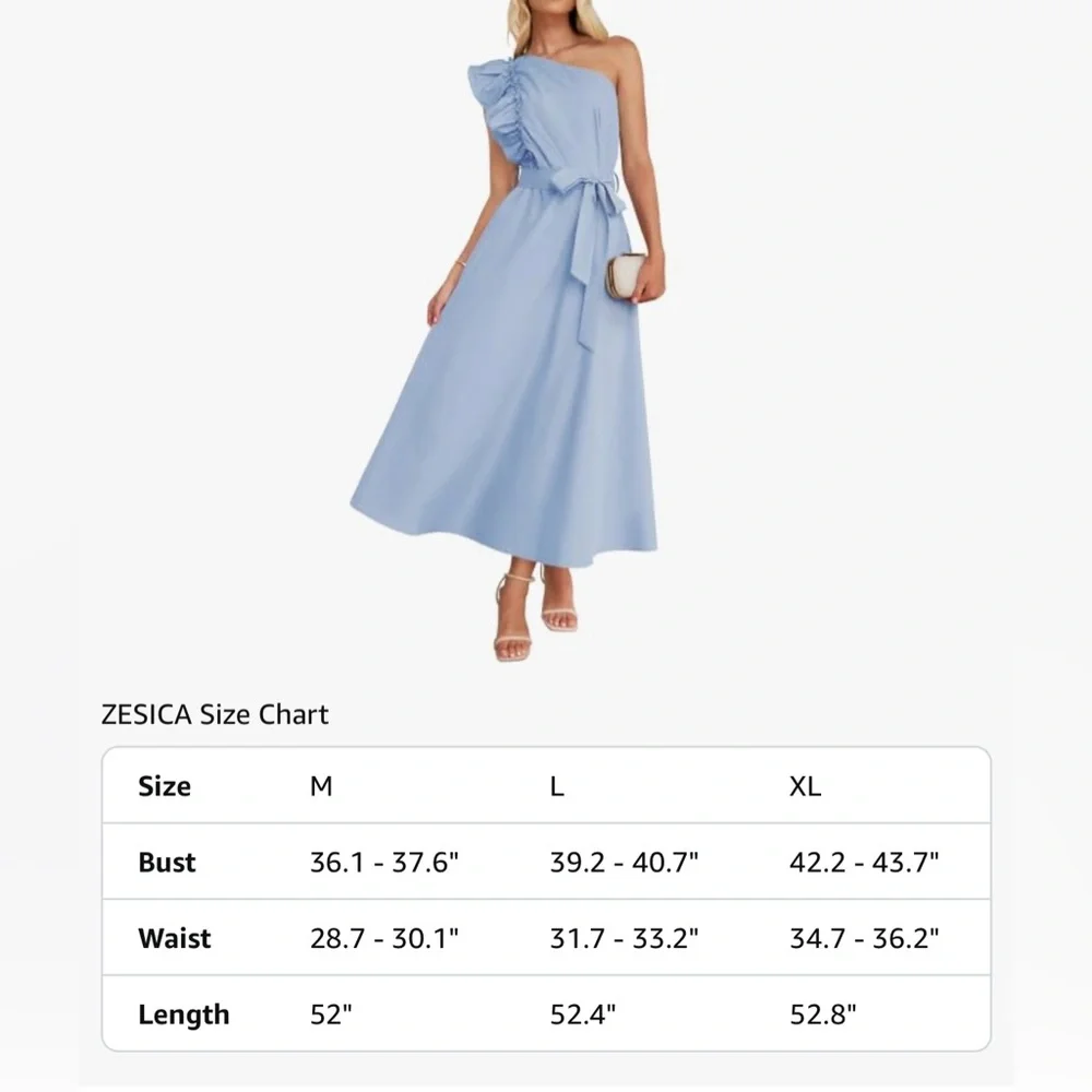 NWOT Elegant Blue One-Shoulder Dress XL